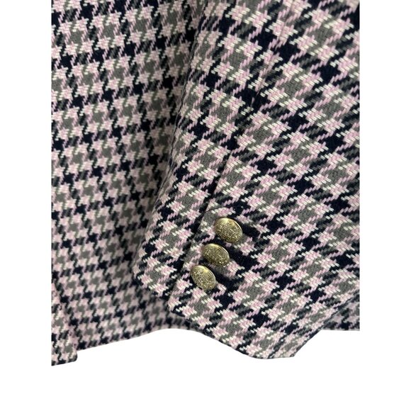 J.Crew Regent Houndstooth Blazer Gold Buttons Wool Blend Lined Size 14 - Picture 9 of 11